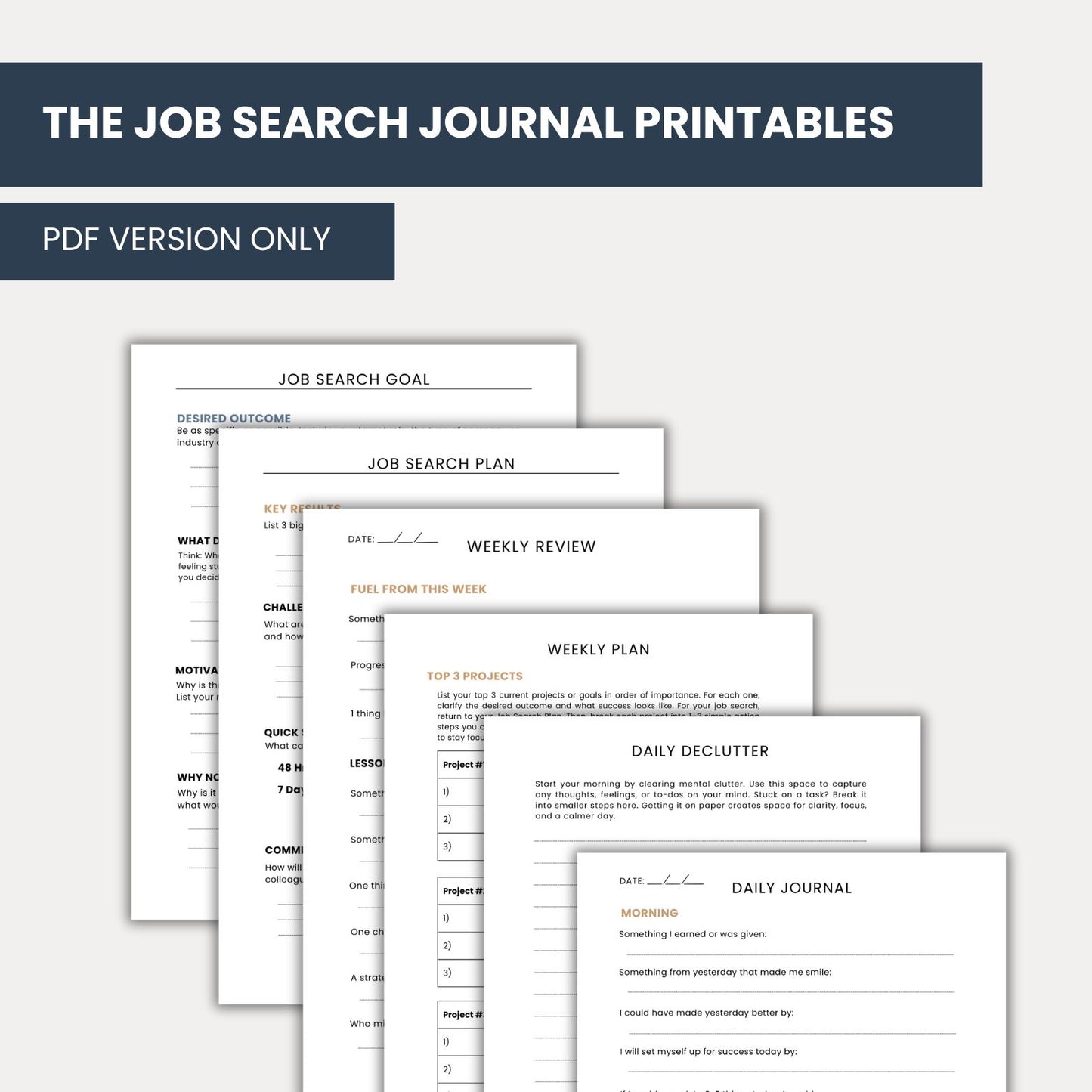 Job Search Journal Printables (Digital Download)